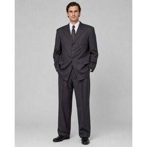 Steve Harvey Collection Mens 48L Suit Super 120s Wool Pinstripe 4 Button 42x30